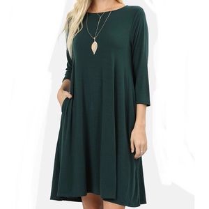 Hunter green flowy dress